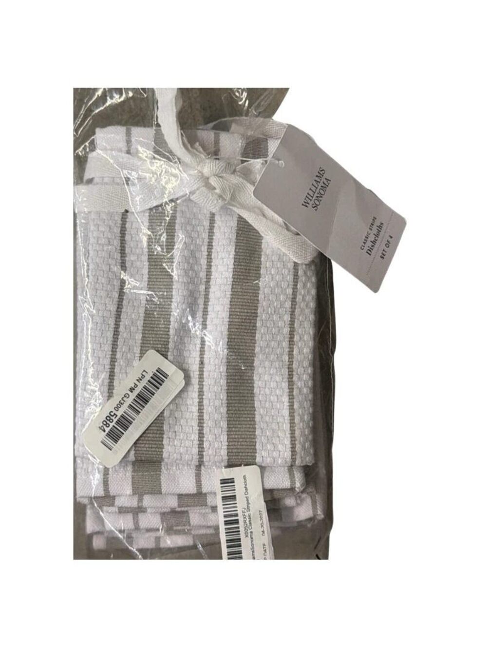 Williams Sonoma Classic Stripe Dishcloths Gray White Set of 4 New